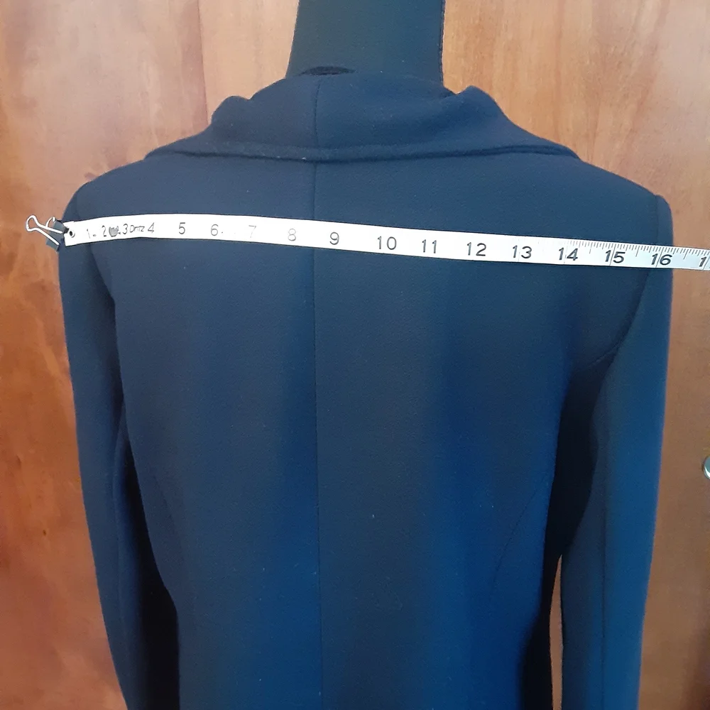 Cole Haan Navy Trench Coat with Asymmetrical Zipper - Picture 12 of 12